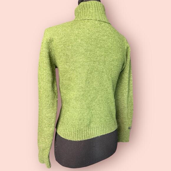 Vtg Abercrombie Fitch Sweater Womens Large Turtle Neck Lambswool Green Preppy - Picture 3 of 4